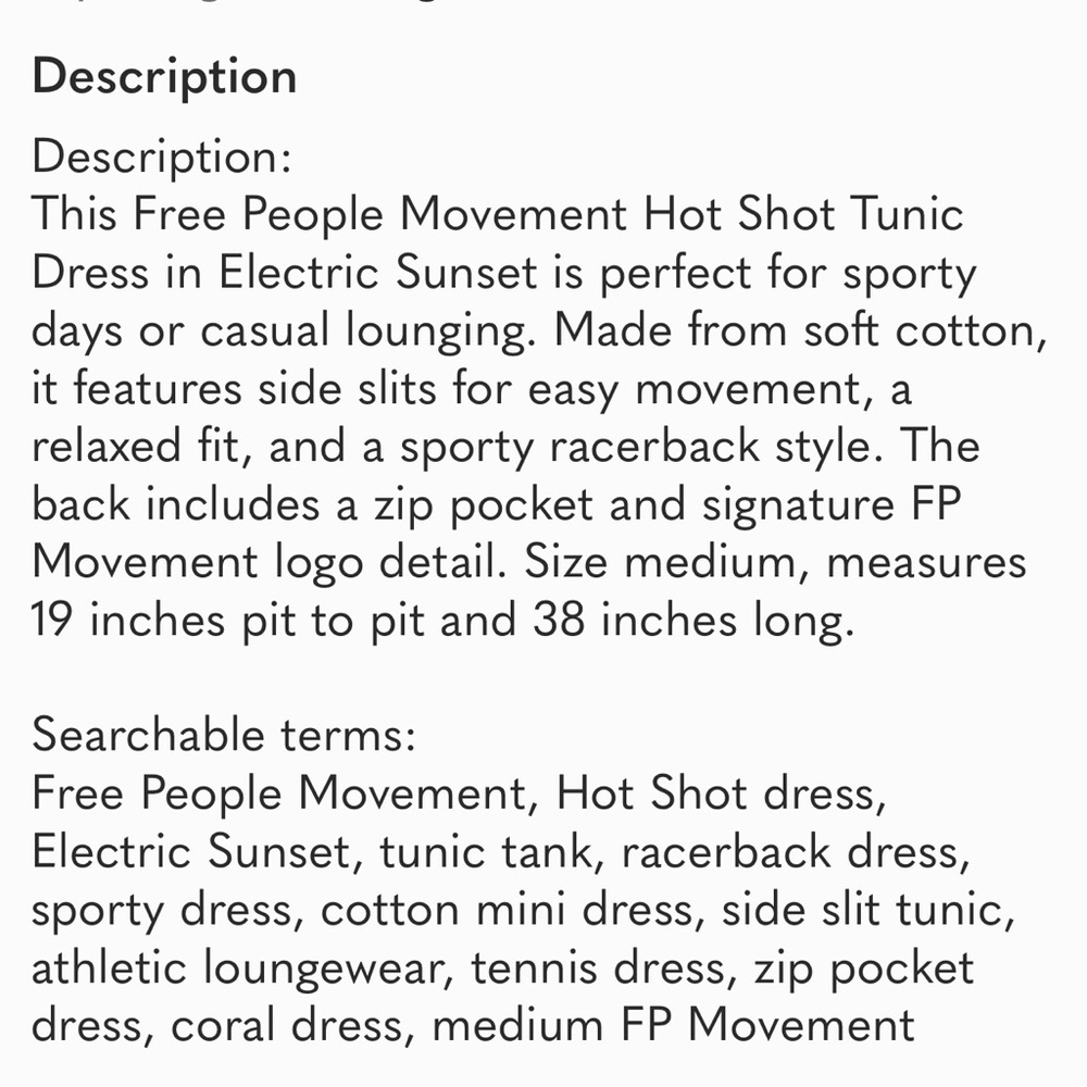 FREE PEOPLE MOVEMENT:Hot Shot Tunic Tank in Black NWOT - Picture 7 of 7